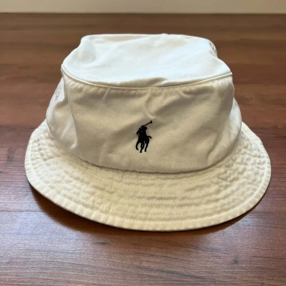 Polo Ralph Lauren White Cotton Chino Bucket Hat Large/X-Large
